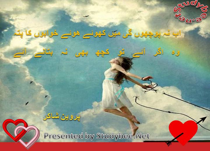 Ab na pochon gy main khowy huwy khwabon ka pata wo agr aye to kuch bhi na btany aye