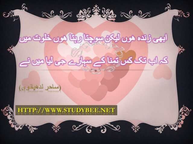 Abhi zinda hu lakin sochta rehta hu khalwat main k ab tak kis tamana k sahary g liya main nay