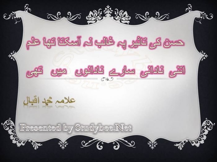 Husn ky taseer pay ghalib na askta tha ilm, itny nadany jahan kay sary nadanon main thy