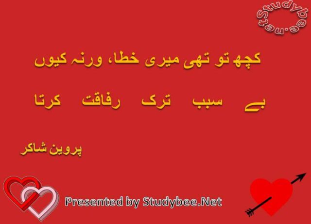 Kuch to thy mery khata warna kyu besabab tark rafaqat karta