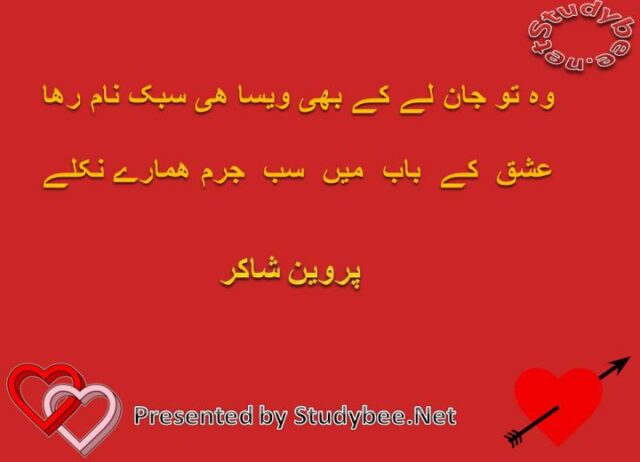 Wo to jan lay k bhi wesa he subak nam raha ishaq kay bab main sab jurm hamary nikly