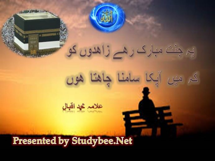 Ye Janat Mubarak rahy zahidon ko, k main apka samna chahta hu
