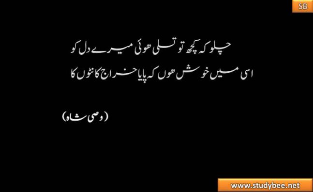 chalo kuch to tasaly huwy mery dil ko, isy main khush hun k paya khiraj kanton ka