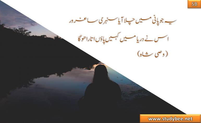 ye jo pany main chala aya sunehry sa ghroor us nay darya main kahen paun utara ho ga