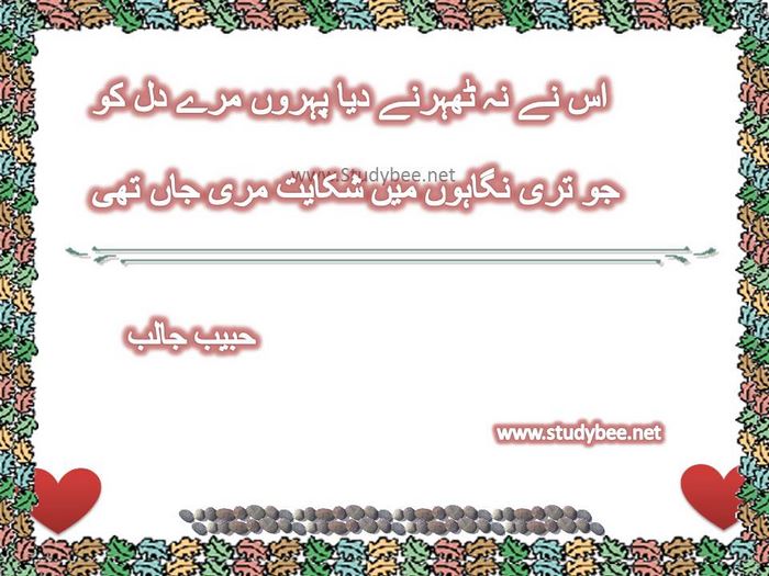 Is nay na thehrnay diya pehron mery dil ko, jo tery nigahon main shikayat mery jan thy