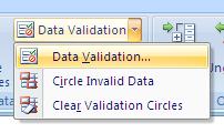 MS Excel Listed Values dropdown