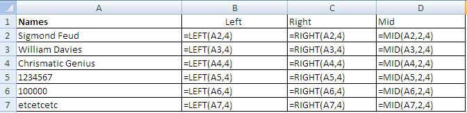 MS Excel left right mid function to extract text-3