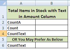 MS excel counting text cells
