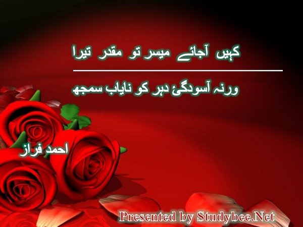 کہیں آجائے میسر تو مقدر تیرا ورنہ آسودگئ دہر کو نایاب سمجھ