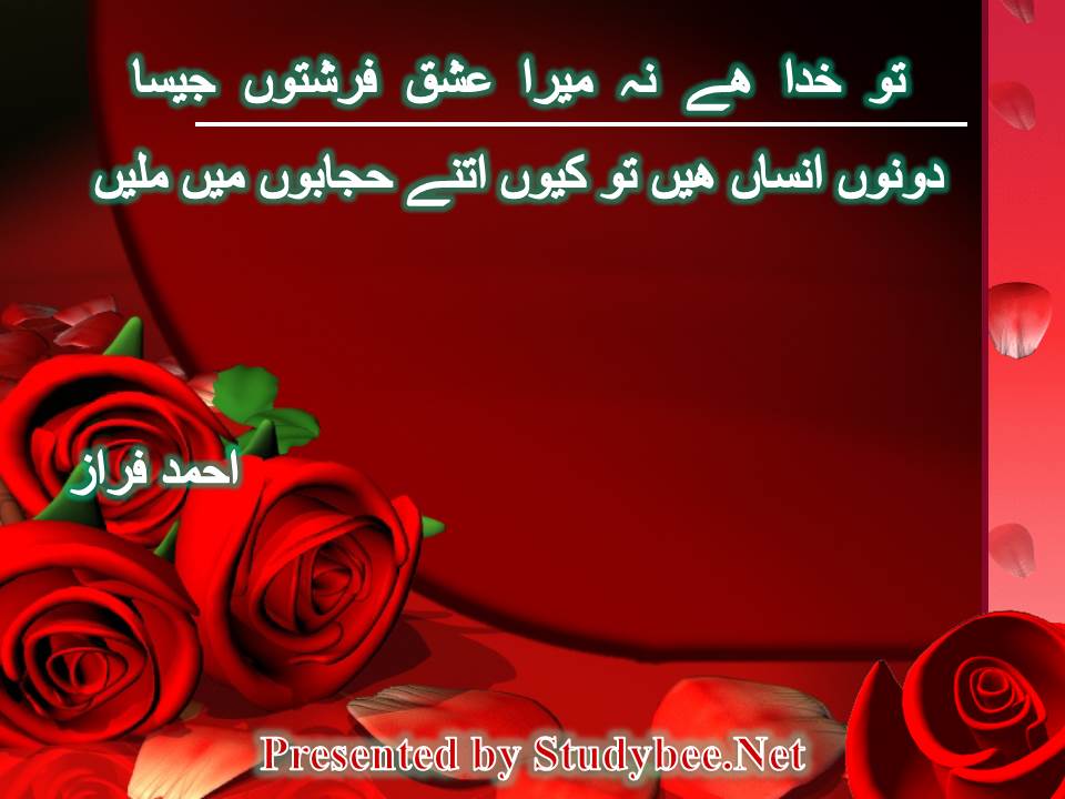 تو خدا ھے نہ میرا عشق فرشتوں جیسا دونوں انساں ھیں تو کیوں اتنے حجابوں میں ملیں