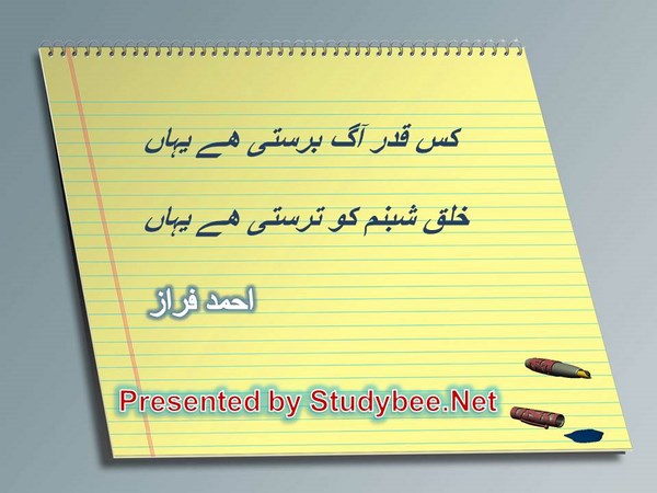 Kis qadar ag barsty hy yahan, khalq shabnam ko tarasty hy yahan