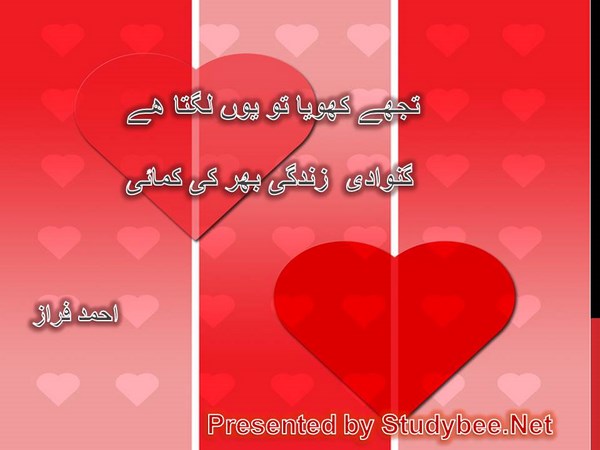 Tuj khoya to yun lagta hy , ganwa dy umar bhar ky kamai
