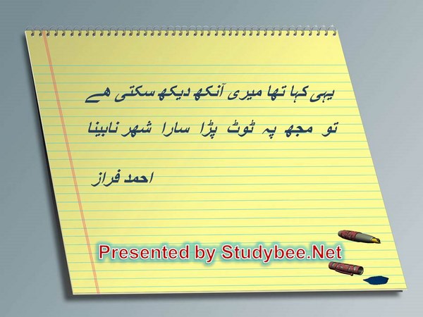 Yahi kaha tha mery ankh dekh sakty hy, to muj pay toot para sara shehr nabeena