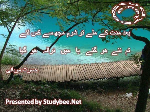Baad mudat kay milay to sharm muj say kis liye, tum naye ho gaye ya main nirala ho gya-Hasrat Mohani Romantic Poetry