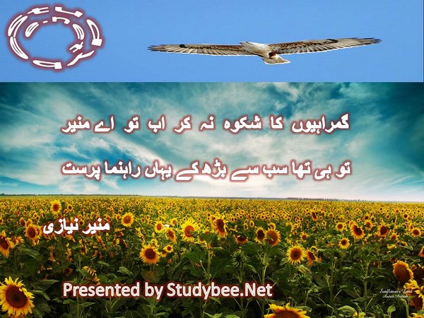 Gumrahyon ka shikwa na kar ab tu aye munir, tu he tha sab say barh kay yahan rahnuma parast-political poetry Munir Niazi