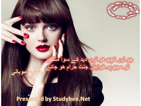 Jo aur kuch ho teri deed kay siwa manzoor, to muj p khawahish e janat haram ho jaye-Hasrat Mohani Love Poetry