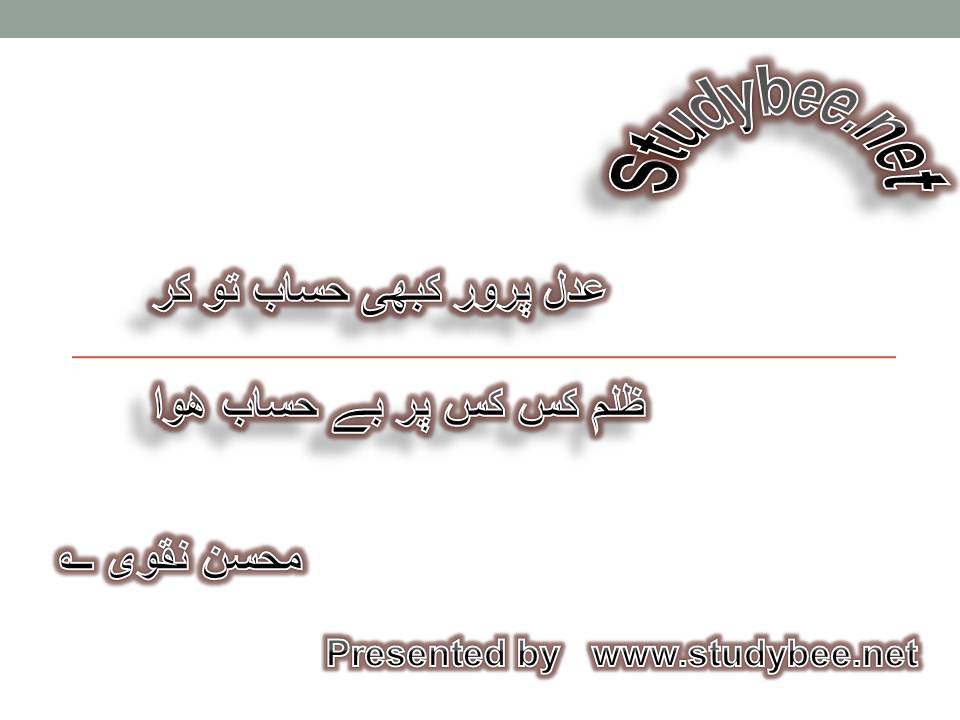 Adal parwar kabhi hisab to kar, zulm kis kis par be hisab huwa