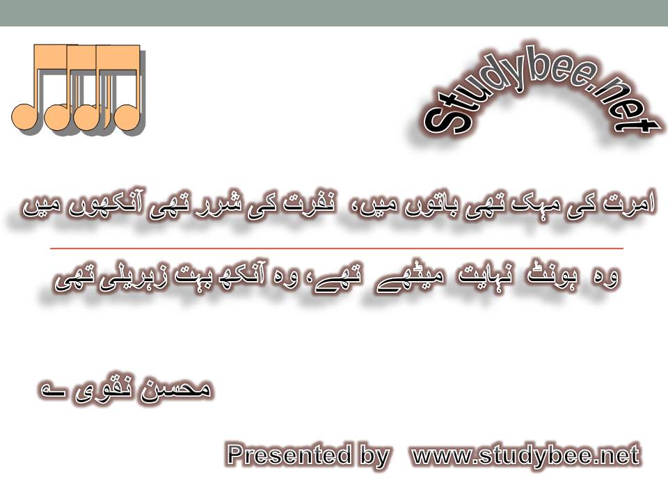 Amrat-ki-mehak-thi-baton-main--nafrat-ki-sharar-thy-aankhon-main,-wo-hont-nahayat-meethay-thay,-wo-aankh-bohat-zehreely-thy.