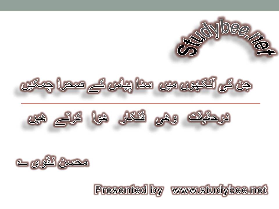 Jin ki aankhon main sada pyas kay sehra chamken, dar haqeeqat wahi fankar huwa kartay hain