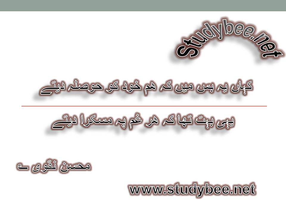 Kahan ye bas main kay ham khud ko hosla detay, yahe bohat that kay har gham pay muskura detay