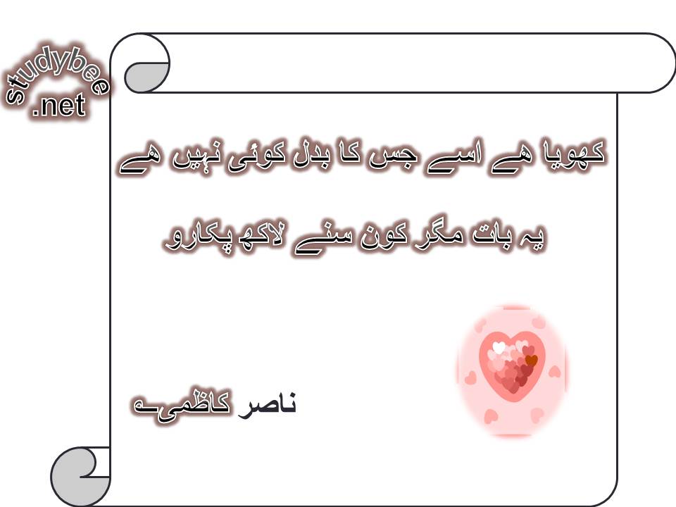 Khoya hy usay jis ka badal koi nahi hy, ye bat magar kon sune lakh pukaro