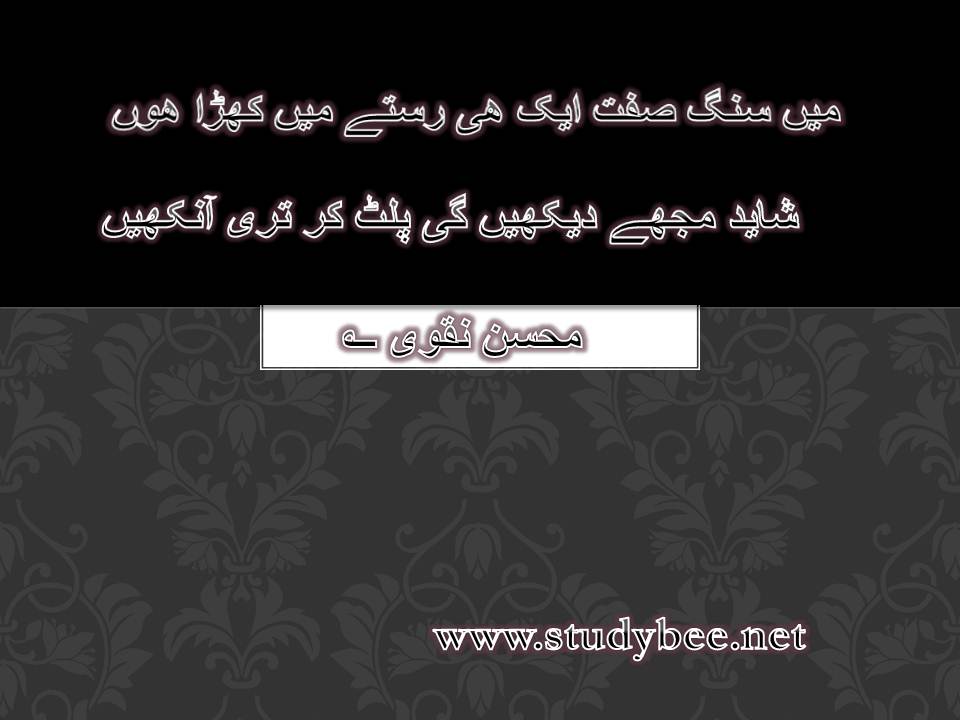 Main sang sift aik he rastay main khara hu, shayed muj dekhen gy palat kar tery aankhen