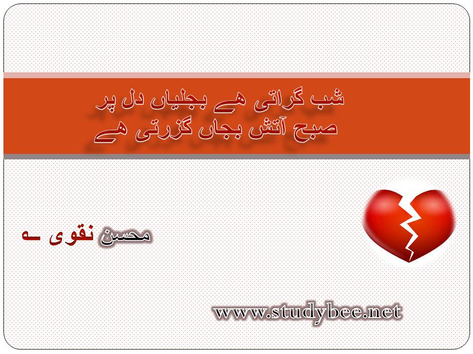 Shab girati hy bijlian dil par, subha aatish bajan guzarty hy