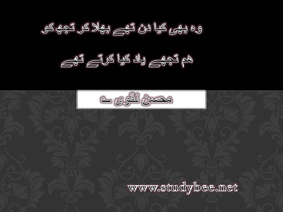 Wo bhi kya din thay bhula kar tuj ko, ham tuj yad kia kartay thay