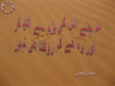 Ham chalay us ki bazam se uth kar, aur wo he ke rokta he nahi