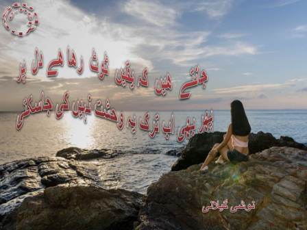 Jantay hain ke yaqeen toot rha hy dil par, phir bhi ab tark ye wehshat nahi ki ja sakti